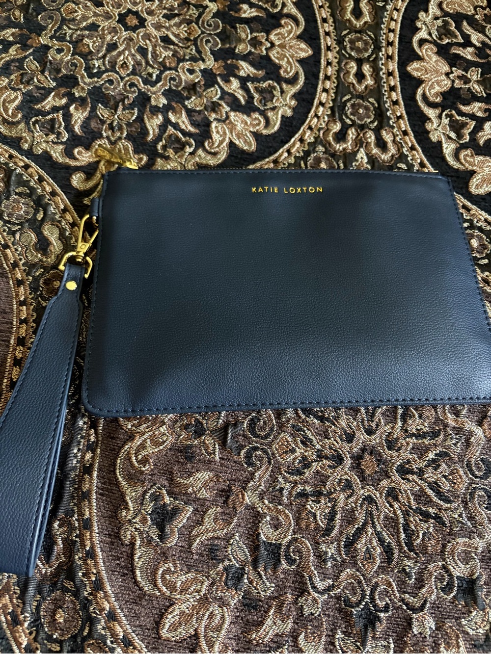 Katie Loxton Black Leather Wristlet Pouch